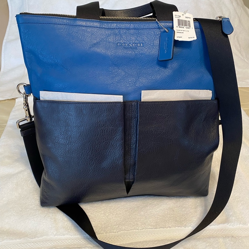 Coach Blue and Black Messenger Bag with Adjustable Strap